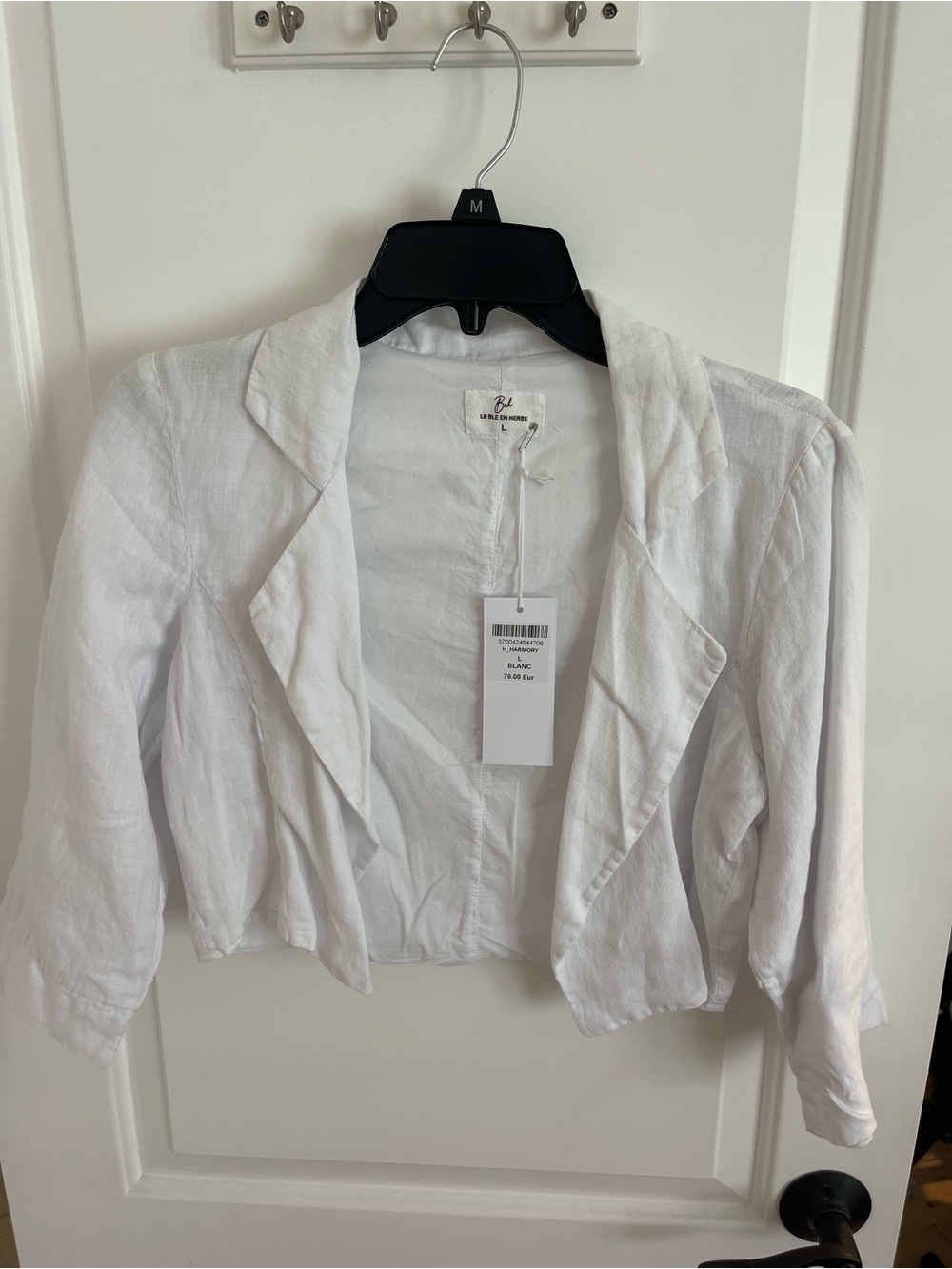 Lightweight White Linen Cropped Blazer
